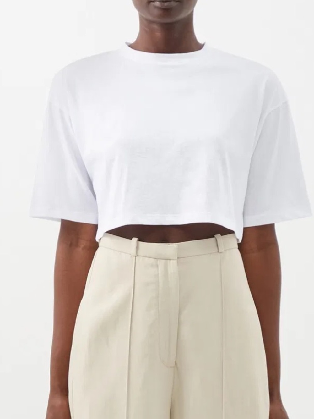 The Frankie Shop Karina Cropped T-Shirt White